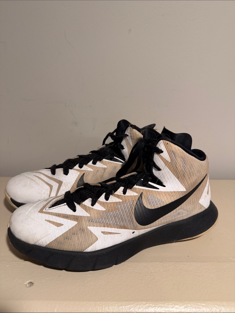 Nike Kids White Tan & Black High-Top Sneakers
